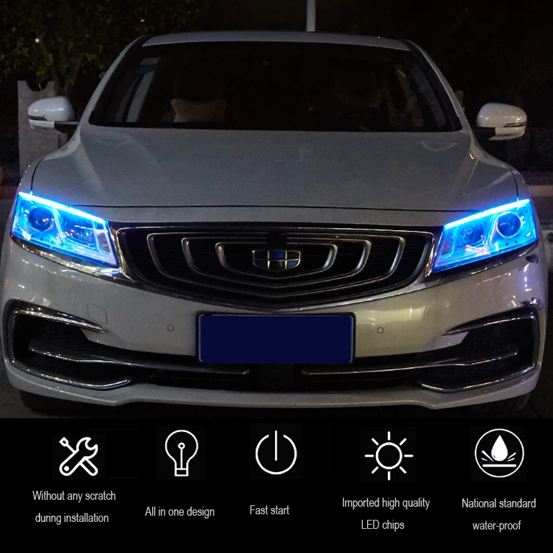 2 шт. ультратонкие 45 см 60 см DRL гибкий светодиодный фонарь, стильные поворотные сигнальные лампы, дневные ходовые огни, слеза полосы, Автомобильные фары