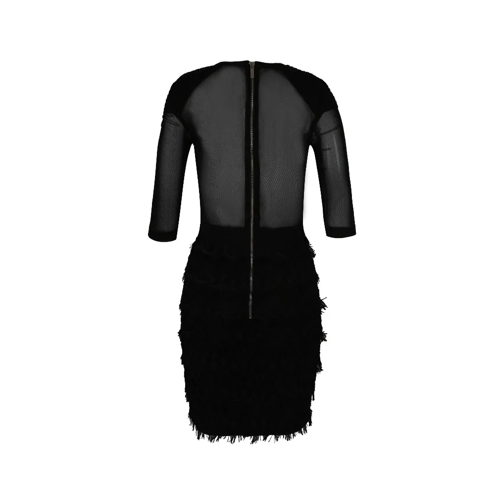 Новинка 2019 женское Черно-серое кружевное платье с круглым вырезом облегающее