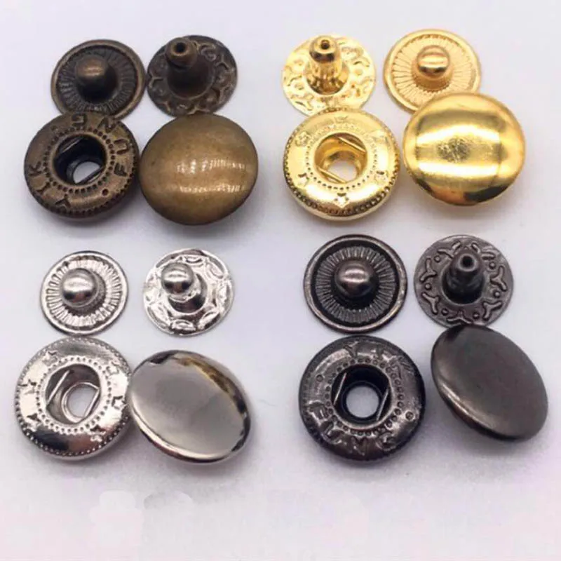 Wholesale 100sets/lot 10mm Small Four Part Brass Metal Button Spring Snap  Button Snap Fasteners Silver, Bronze, Black Fp-005 - Buttons - AliExpress