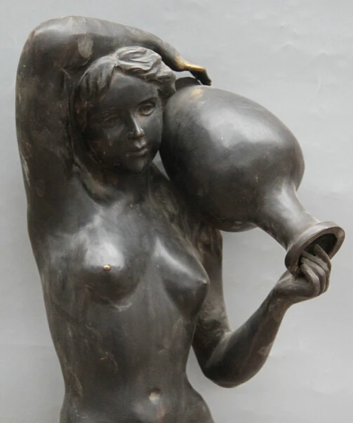 JP S0524 31&quot Chinese Bronze Stand sexy naked nude beauty belle peri Bottle Vase Statue B0403 | Дом и сад