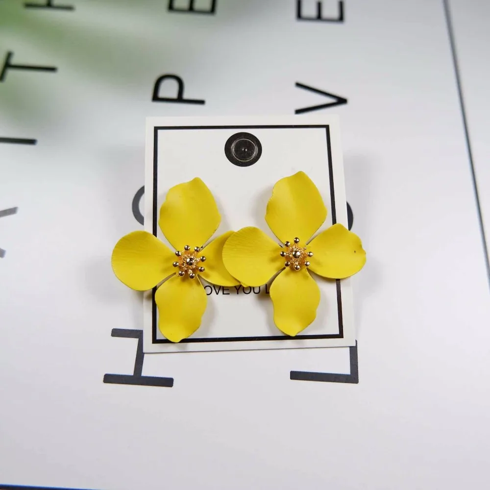earrings 2019 lemon yellow geometric dangle metal paint women's lovely resin drop for girls | Украшения и аксессуары