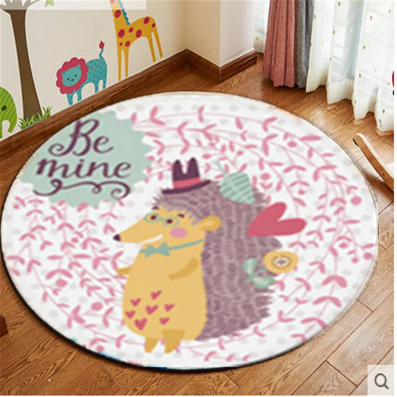Home decor kids bedroom colorful animal carpet cat deer Children round play mat cartoon rugs tapis computer chair mats |