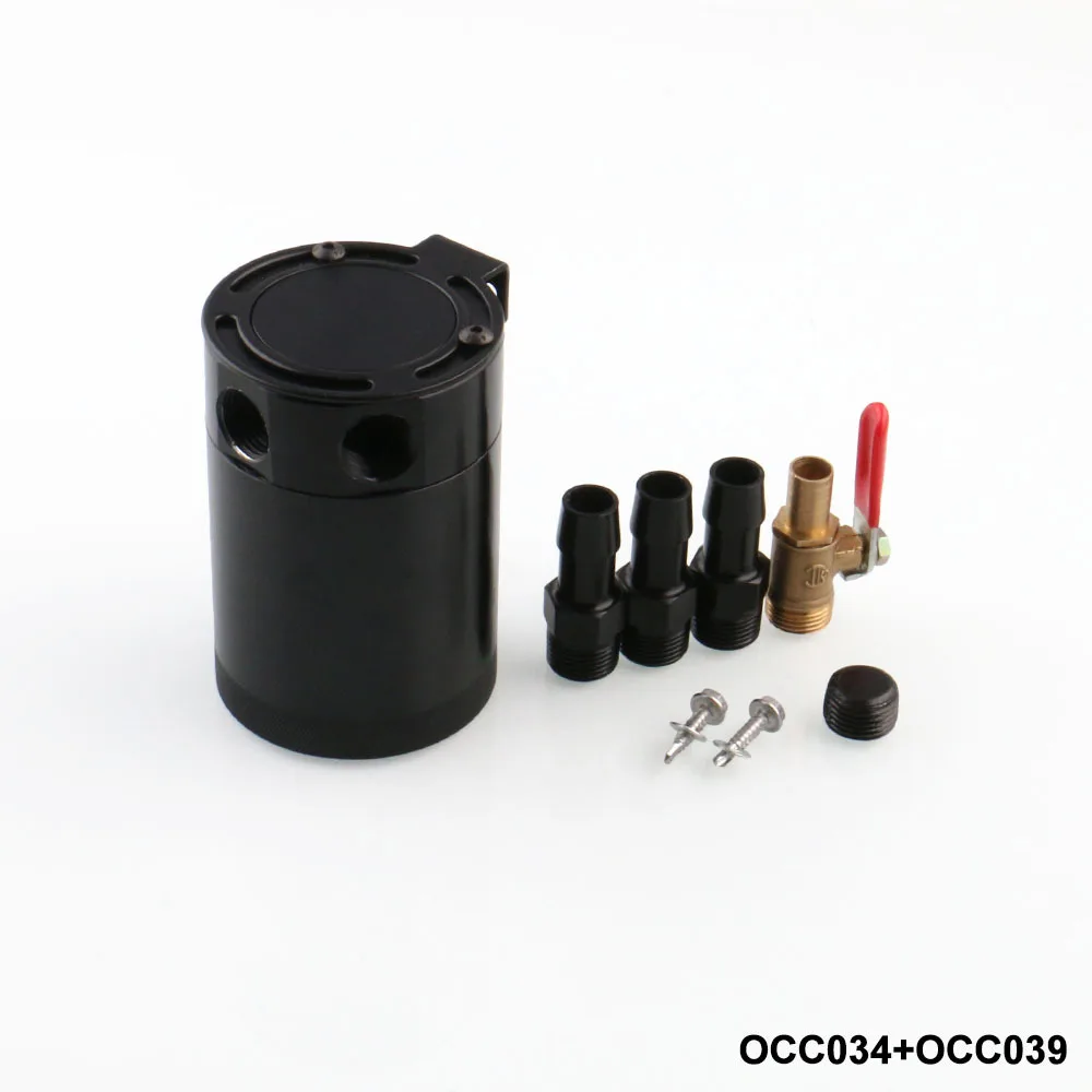 

New Car Accessories Compact Baffled Oil Catch Can Oil Separate 3-Port 2 Ounces Metal silver