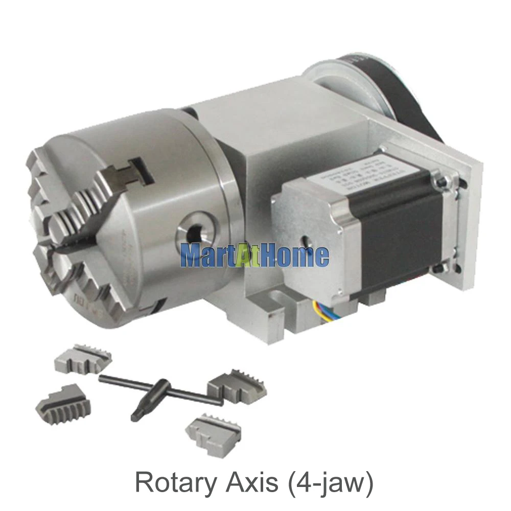 Rotary Axis (4-Jaw) Станок с ЧПУ ось вращения 4th A ось с тремя/четыре кулачковый патрон и 57 2-фазный 250 унций в шаговый двигатель - Цвет: Rotary Axis (4-Jaw)
