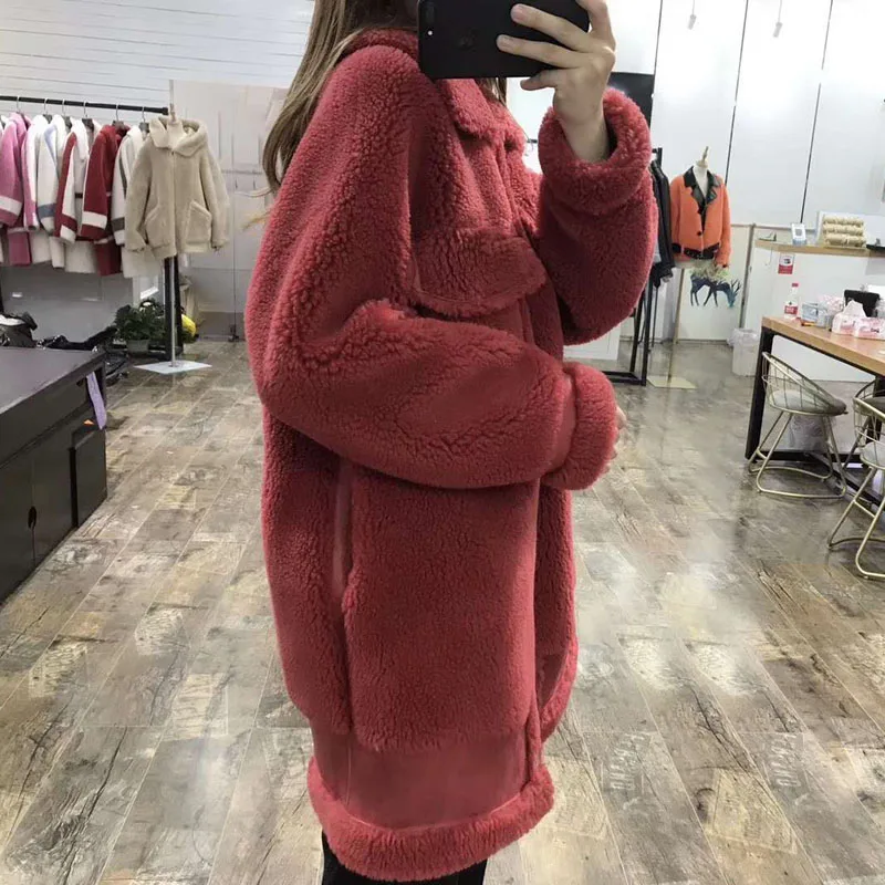Высокое качество abrigos mujer 70% куртка из натурального шерстяного меха искусственная кожа Праздничная женская одежда зимняя парка овечий мех длинная корейский стиль