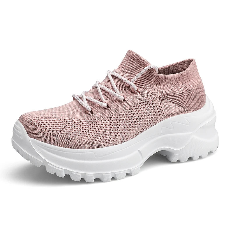 Женские кроссовки на толстой подошве модная обувь высоком каблуке дышащие