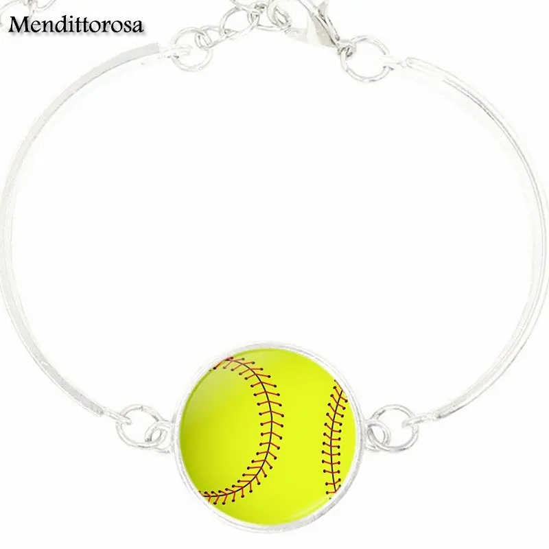 Браслет Софтбол Женский ювелирное изделие с покрытием из серебра и стекла