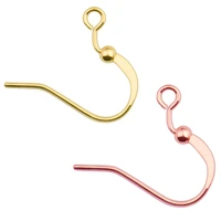 50pcs ball flattened ear hook keep color rose goldrhodium silver open circle earring part round line diy jewelry marking