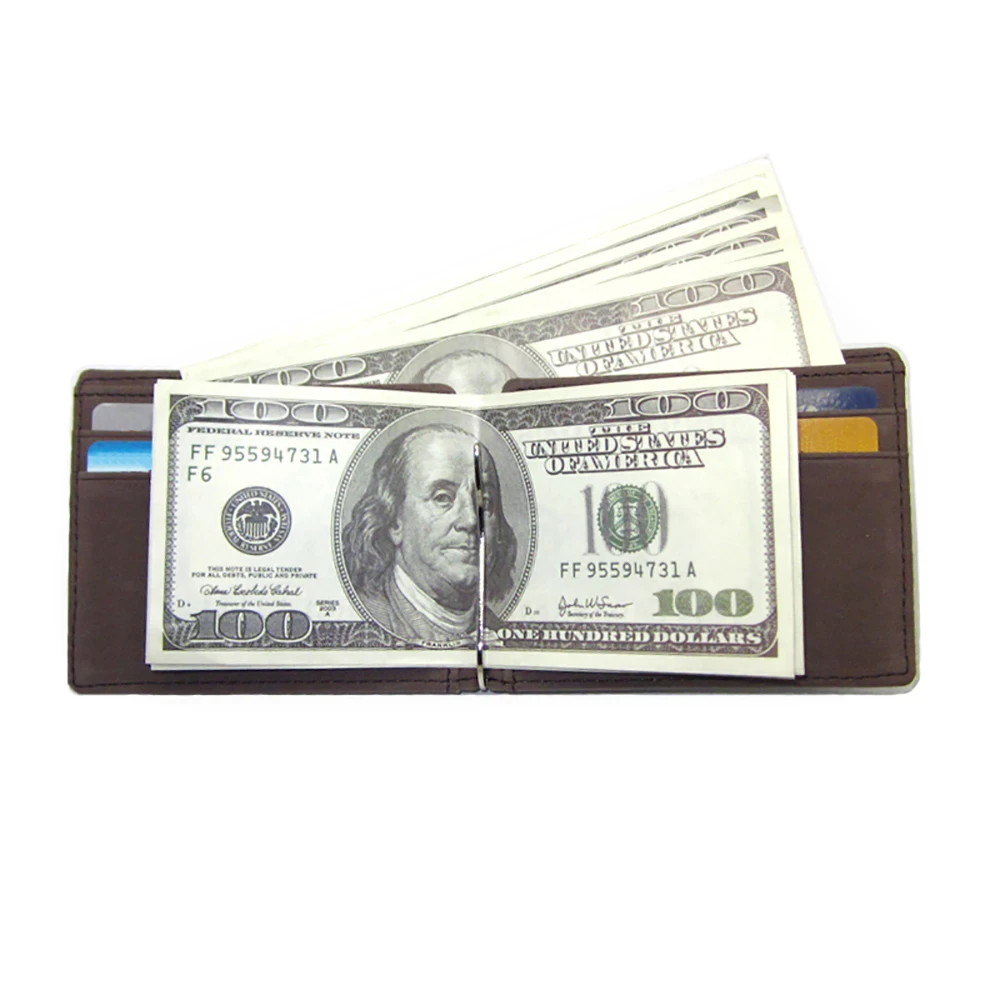 Men Bifold Business Leather Wallet luxury brand famous ID Credit Card visiting cards wallet magic Money Clips