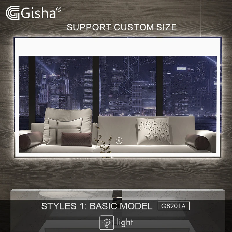 Gisha Smart Mirror LED Bathroom Mirror Wall Bathroom Mirror Bathroom Toilet Anti-fog Mirror Bluetooth-compatible speaker G8201