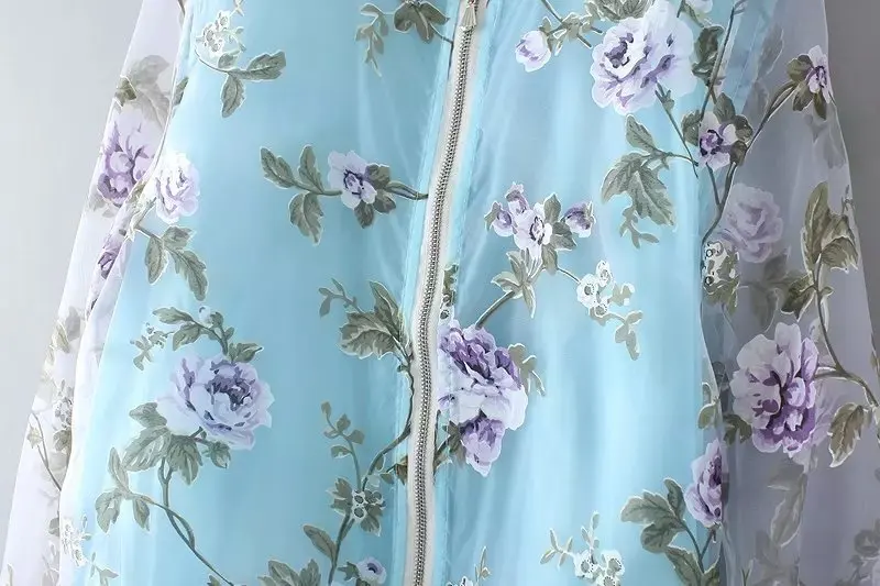 ASDS 2018 летняя женская мода органза цветочный жакет Casaco Feminino кардиган пальто для