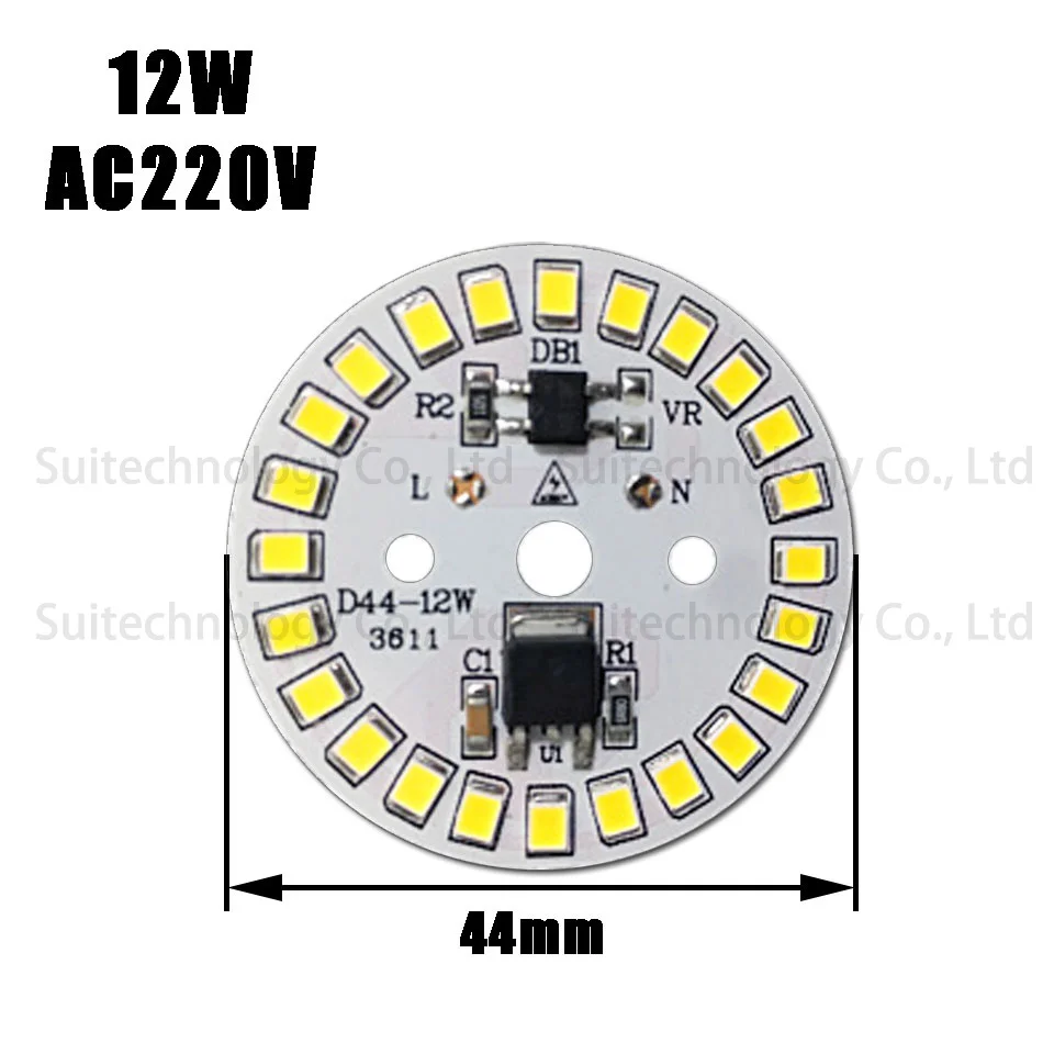 12W AC220V 10 шт. AC220v светодиодный pcb SMD2835 3 Вт 5 Вт 7 Вт 9 Вт 12 Вт 15 Вт интегрированный ic драйвер белый/теплый белый светильник источник для светодиодный лампы потолочный светильник - Испускаемый цвет: 12W AC220V