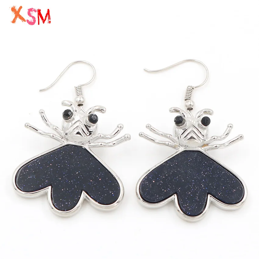 

xinshangmie Wholesale 10Pair Mixed Color Simple Design Natural Stone Small Bee Crystal Earrings Cute Girl Fashion Jewellery Gift