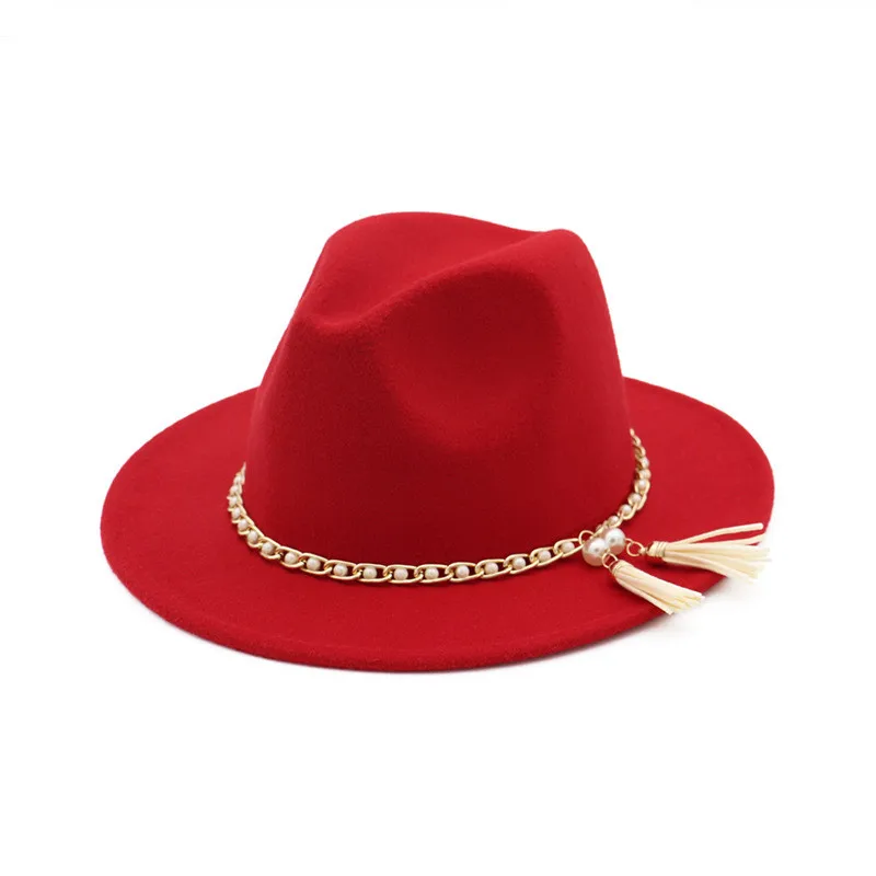 Women Men Wool Fedora Hat With Pearl Felt Wide Brim Ladies Trilby Chapeu Feminino Hats Jazz Church Godfather Sombrero Caps | Аксессуары