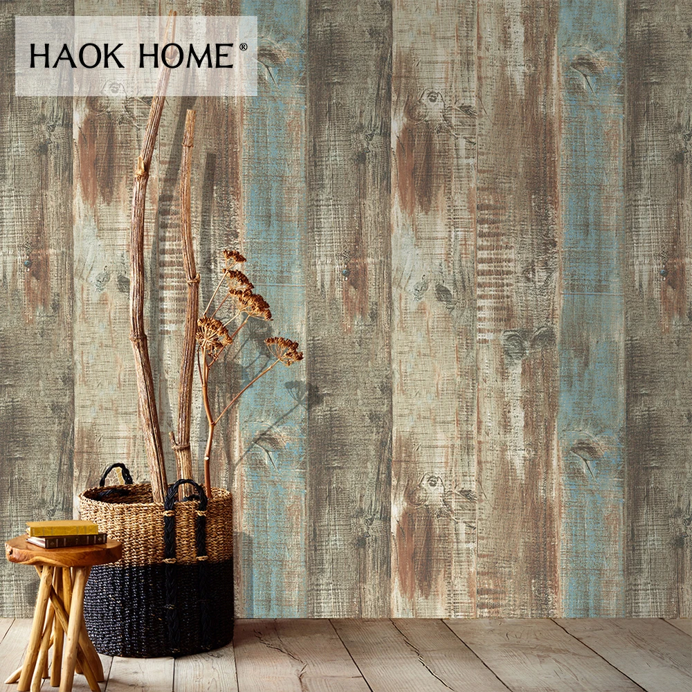HaokHome 3d обои из искусственного дерева рулон 0 53 М * 10 м Реалистичная контактная
