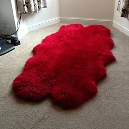 Red 4P ковер из натуральной овчины, настоящий австралийский королевский ковер, очень большой ковер из овчины, меховой ковер из овчины, коврик из овчины - Цвет: Red