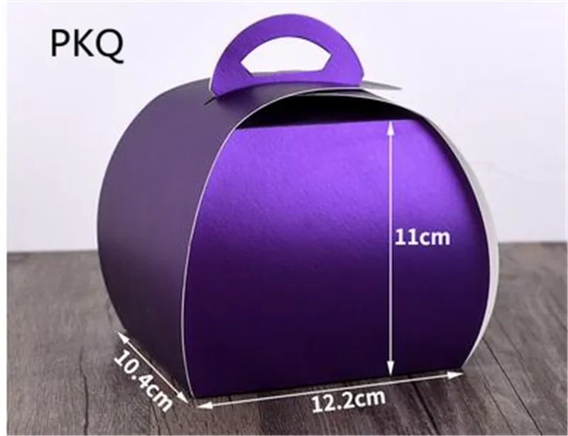 Фиолетовый 100 шт 2 размера большая коробка бумажная коробка для выпечки DIY День рождения подарок на свадьбу коробка маленькая подарочная упаковка с ручкой - Цвет: Фиолетовый