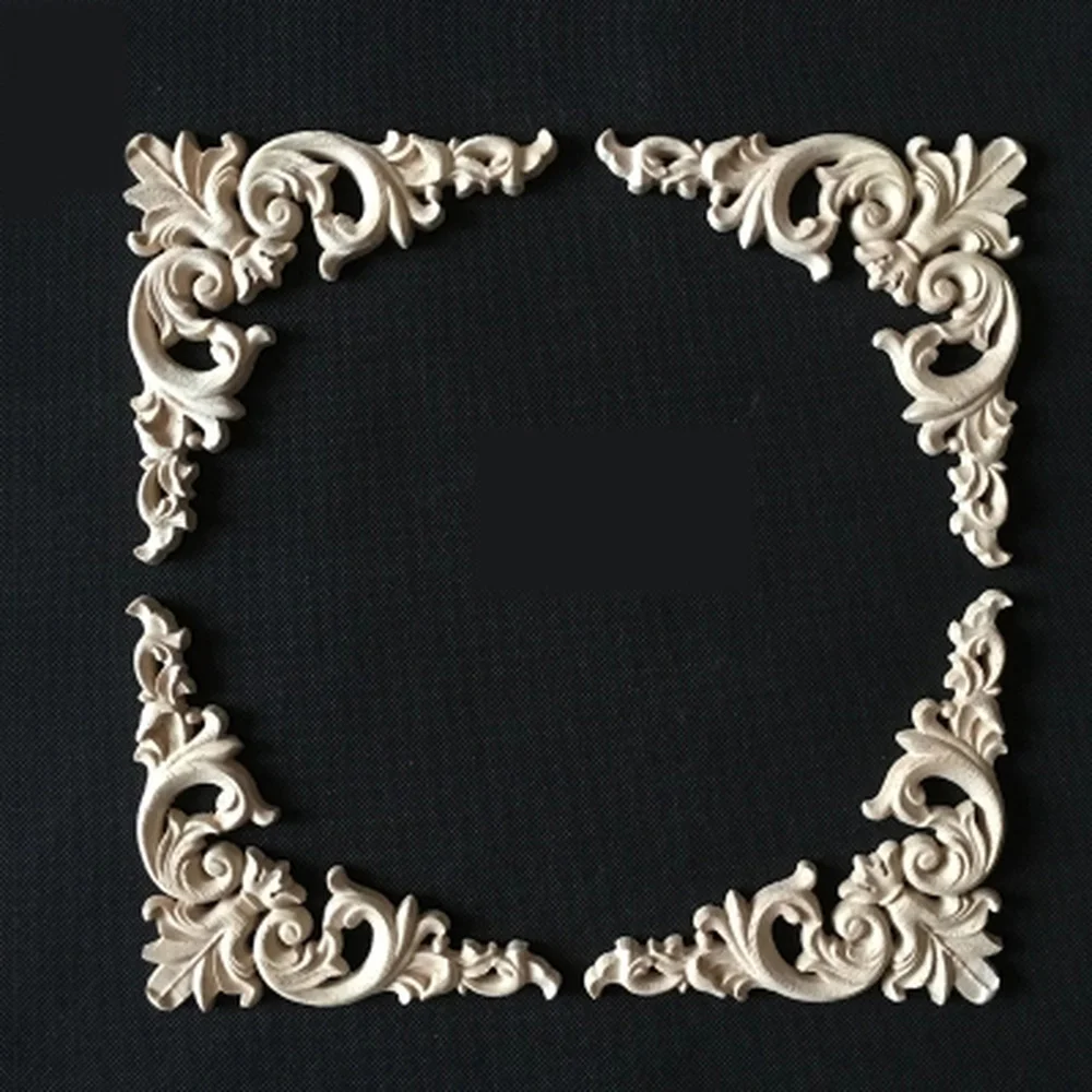

Wood Carving Applique Oak Wood Furniture Decorative Mouldings Decal Cabinet Door Wood Figurine Crafts Flower Board