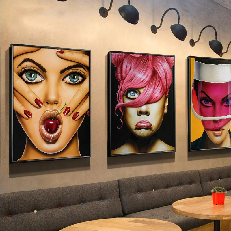 Современные HD секс женщины преувеличенные экспрессии холст картина стены