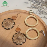 e315 top quality real bamboo earrings for women ladies hoop earrings female jewelry