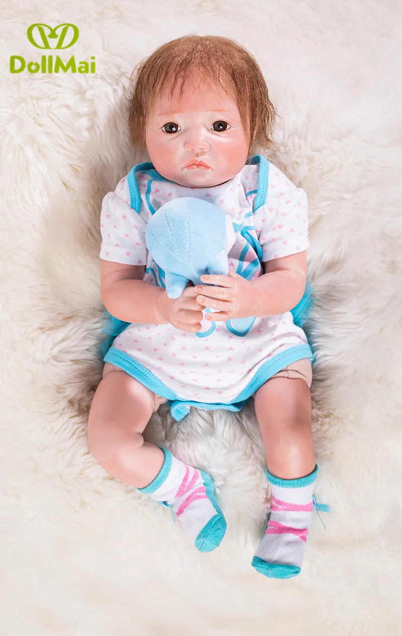 50 см силиконовые куклы Reborn DOLLMAI 20 &quotсиний костюм мальчик мягкое тело высокое