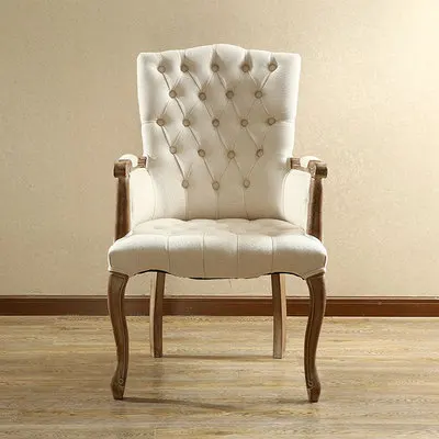 beige fabric Европейский стиль кресло из цельного дерева Американский одиночный кофе кресла домашняя ткань стол кабинет обеденный стул - Цвет: beige fabric