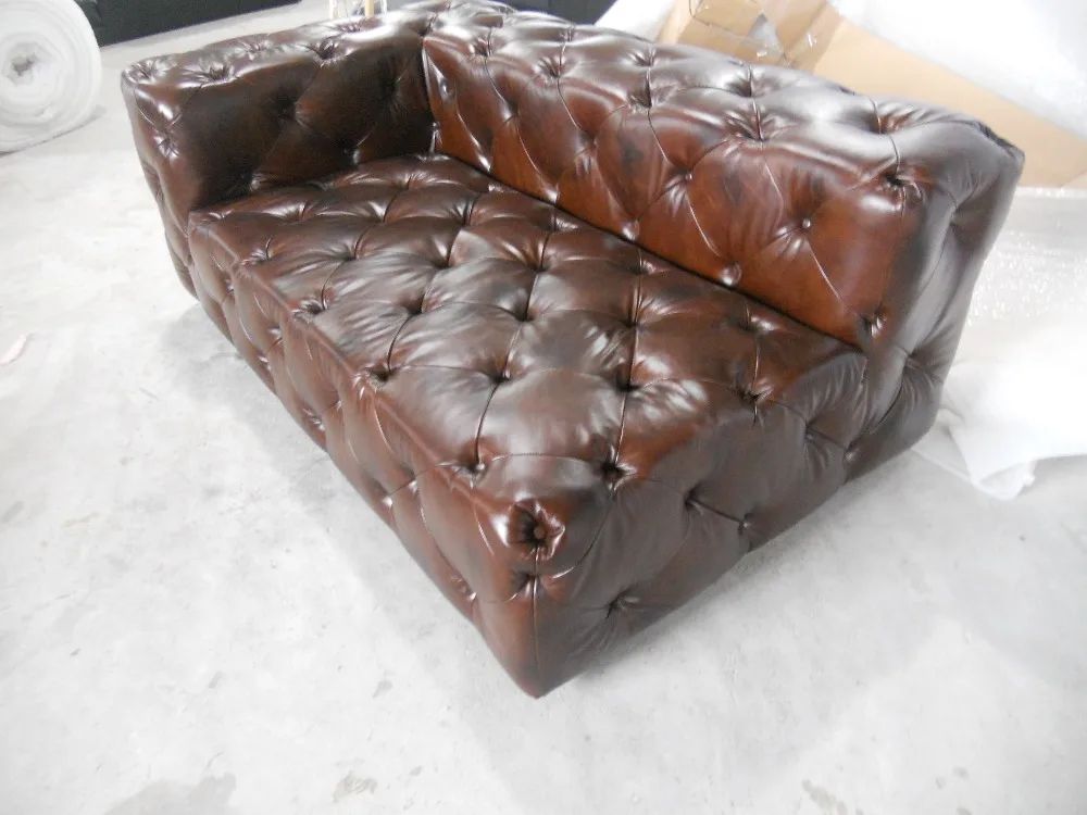 Диван для гостиной/деревянный диван в европейском стиле/кожаный с воском масла