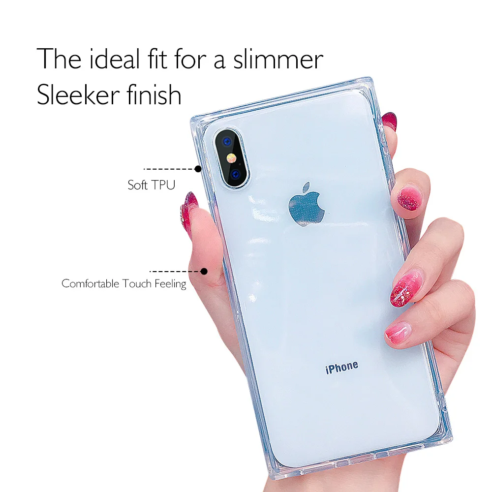 Чехол Ascromy для iPhone XS квадратный Роскошный прозрачный силиконовый чехол из ТПУ X 7
