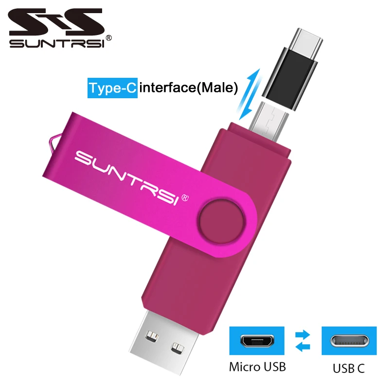 Suntrsi флеш диск usb 2 0 64 ГБ 128 Тип C многофункциональная 32 OTG Металлическая карта 16