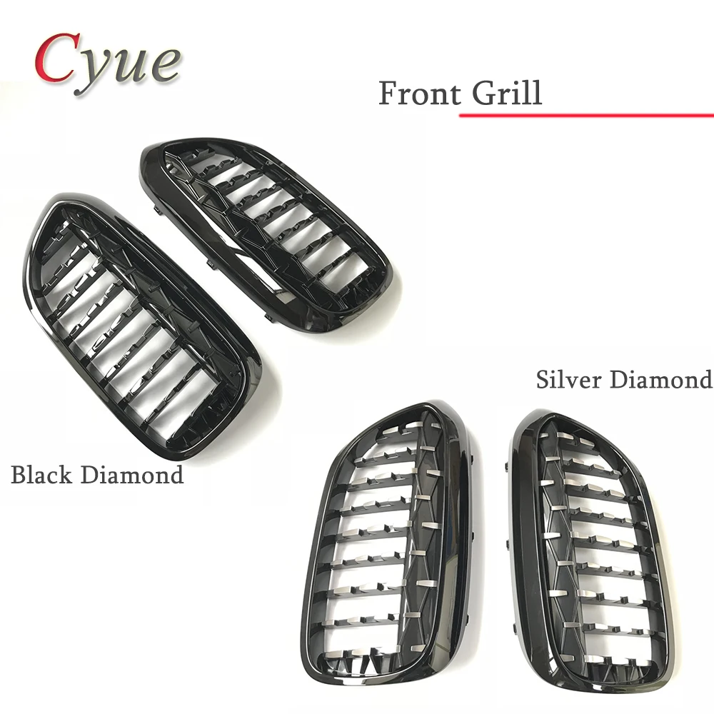 2 шт. черный серебристый бриллиант автомобильный Стайлинг решетка для гриля