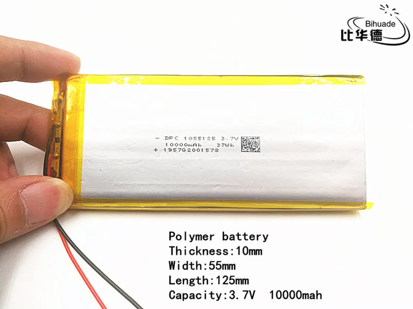 Хорошее качество 3,7 В 10000 мАч 1055125 полимерный литий-ионный / Li-ion аккумулятор для TOY POWER BANK GPS mp3 mp4.