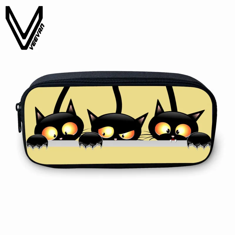 Veevanv 2018 Для женщин Женские Кошельки Прохладный Blck Cat Пенал 3D мультфильм печати