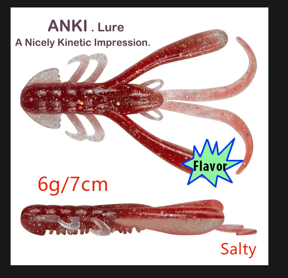 ANKI рыболовная приманка rush craw 6 г 7 см шт./лот соленая двухцветная с ароматом прямая