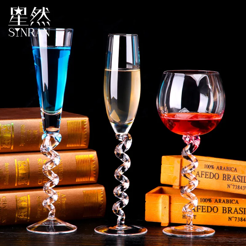 401-500ml Glass wine crystal cocktail glass Spring thread goblet originality home set | Дом и сад