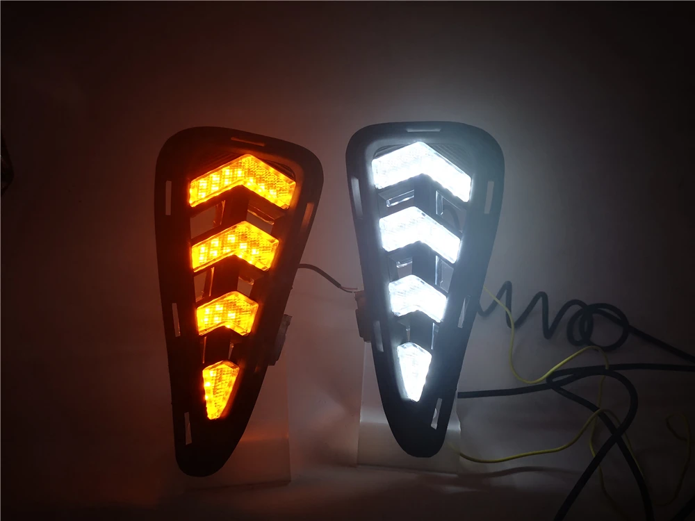 Автомобильная проблесковая 2 шт. LED DRL для Toyota Camry дневные ходовые огни светильник противотуманной фары 12V светодиодный DRL с желтым Поворотная сигнальная лампа