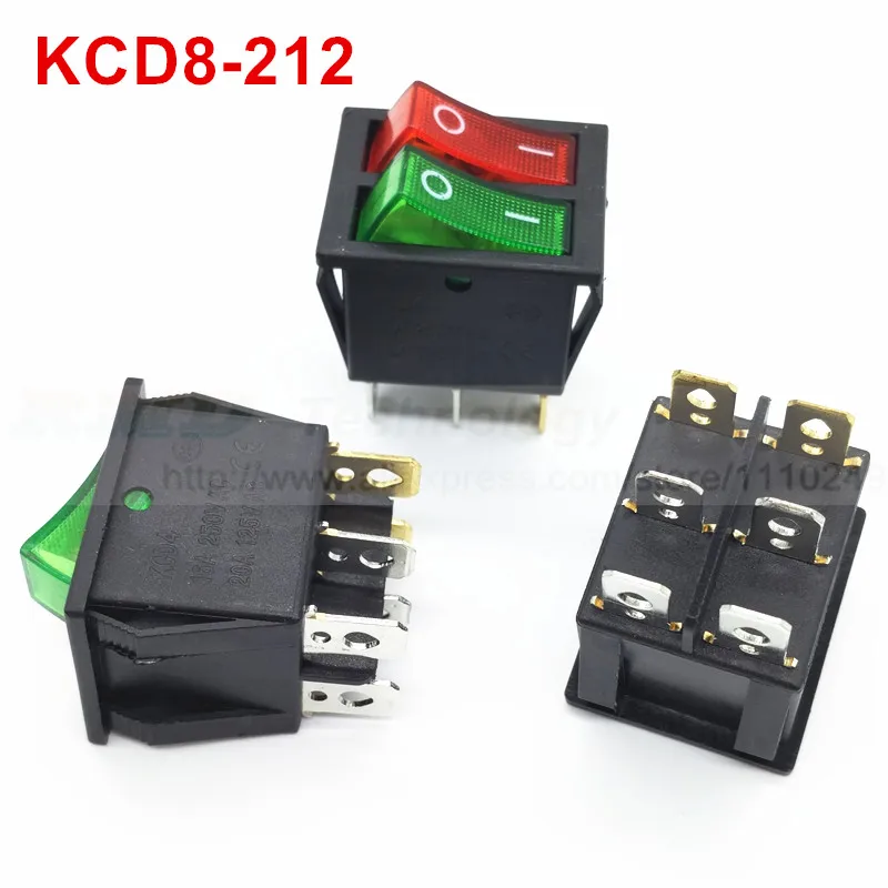 5 шт./лот деликатный клавишный переключатель KCD8 AC 250 в 15 а 6 контактный черный