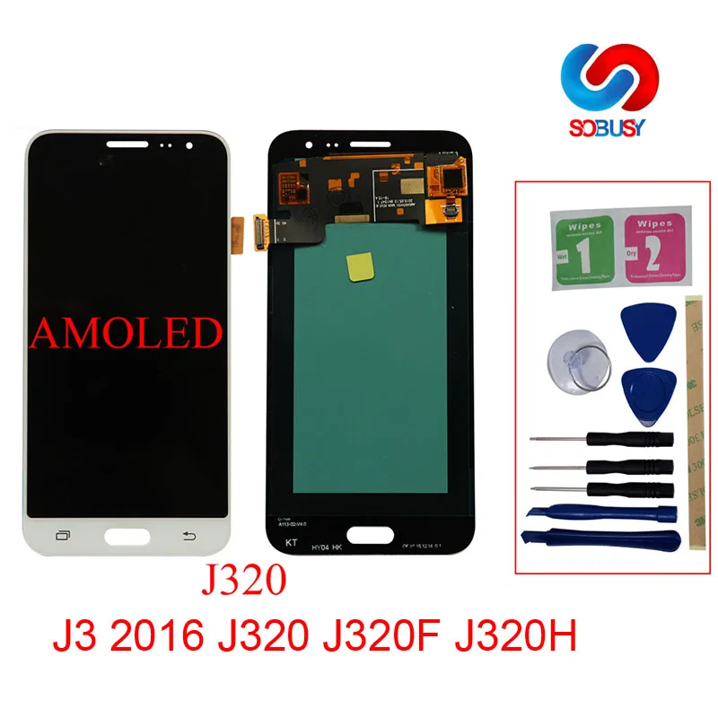 ЖК дисплей с AMOLED матрицей для Samsung Galaxy J3 2016 J320 J320F J320H J320M J320FN|Экраны мобильных