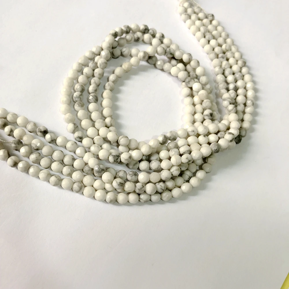 Граненые круглые бусины Howlite оптовая продажа 1 Веревка 4 мм 6 8 10 микро граненые