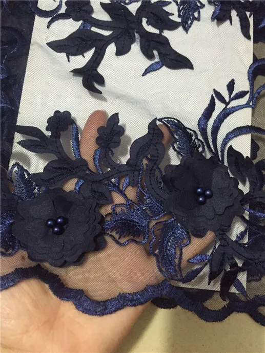 Рождественская красная африканская кружевная сетчатая ткань с бусинами 3D