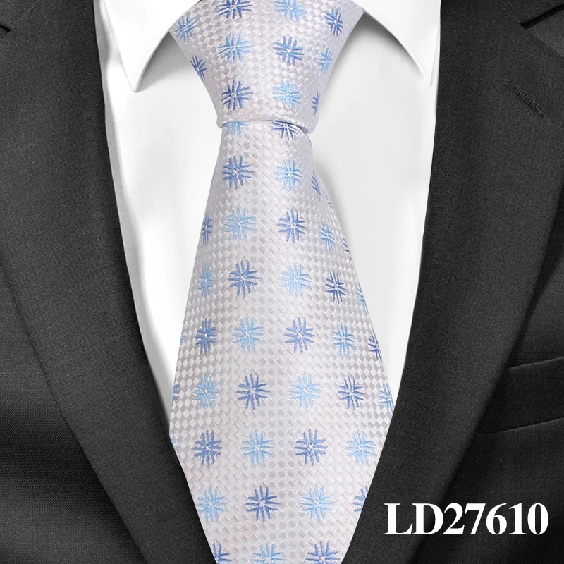 LD27610 Мужские галстуки, модные галстуки в клетку для свадьбы, бизнес, 8 см, widch, классический галстук, жаккардовый тканый галстук для жениха, мужской галстук - Цвет: LD27610