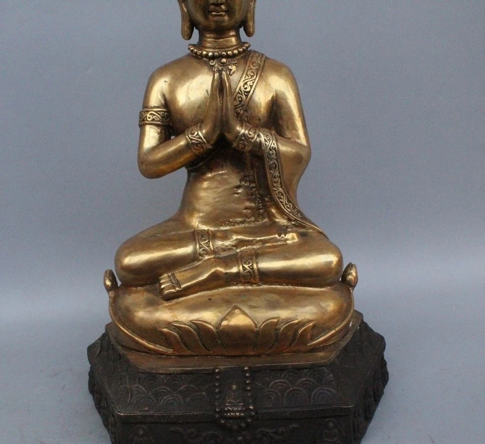 16&quot Tibet Tibetan Buddhism Bronze Seat Thailand Ayutthaya Maitreya Buddha Statue | Дом и сад
