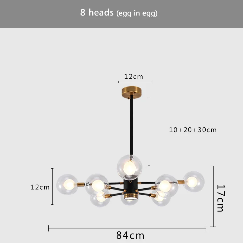 8 heads (egg in egg) Современный светодиодный подвесной светильник в скандинавском стиле для креативной спальни, гостиной, столовой, стеклянного волшебного фасоли, молекулярные подвесные светильники - Цвет корпуса: 8 heads (egg in egg)