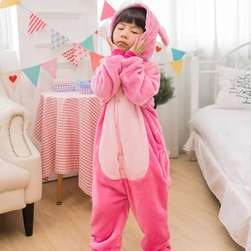Kid Pink Stitch Cosplay Kigurumi Onesie Child Cartoon Anime Unicorn Jumpsuit Costume Girl Boy Animal Disguise Sleepwear Pajamas |