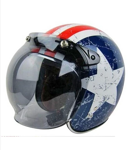 Винтажный Ретро мотоциклетный козырек с 3 защелками и открытым лицом для
