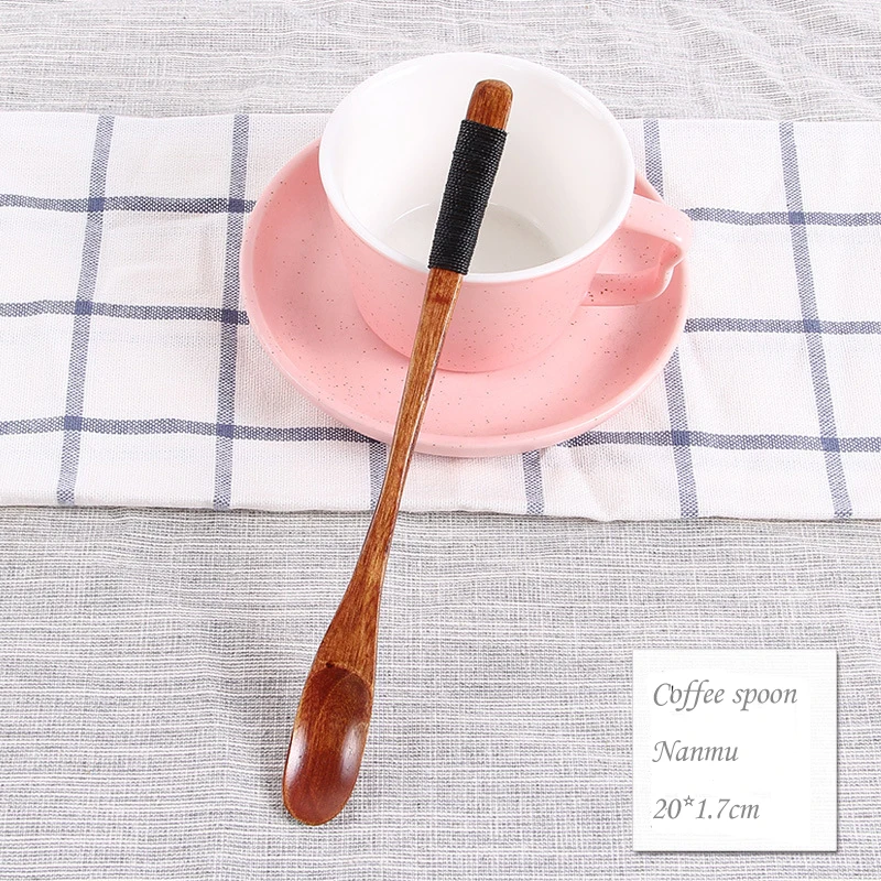9 BalleenShiny Wooden Dessert Spoon Long Handle Wiring Coffee Stir Honey Milktea Scoop Cute Tableware Jam Cream Milktea Tools - Цвет: 9