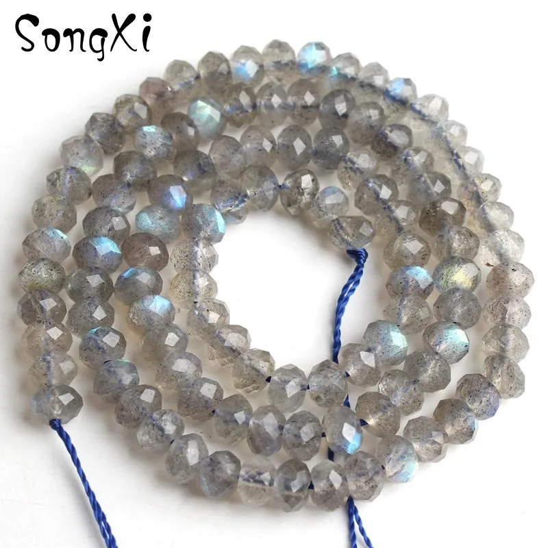 Граненые граненые шарики из лабрадора Rondelle для самостоятельного изготовления