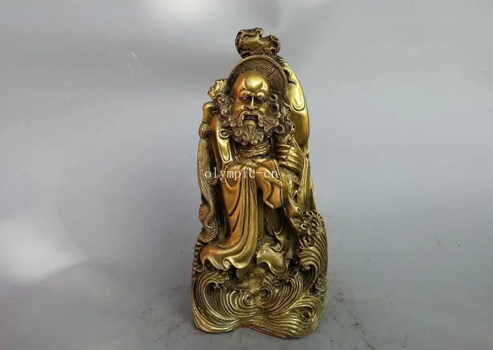 

13'' Fine brass copper carved buddhism Monk Buddha Bodhidharma statue