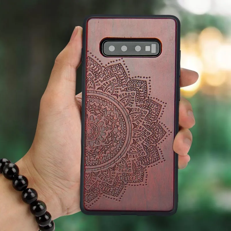 Sunflower Чехол с резьбой по дереву и цветком для samsung Galaxy S10 S10 Plus, уникальный бамбуковый чехол для телефона s, чехол для samsung S10 S10 PLUS - Цвет: Sunflower