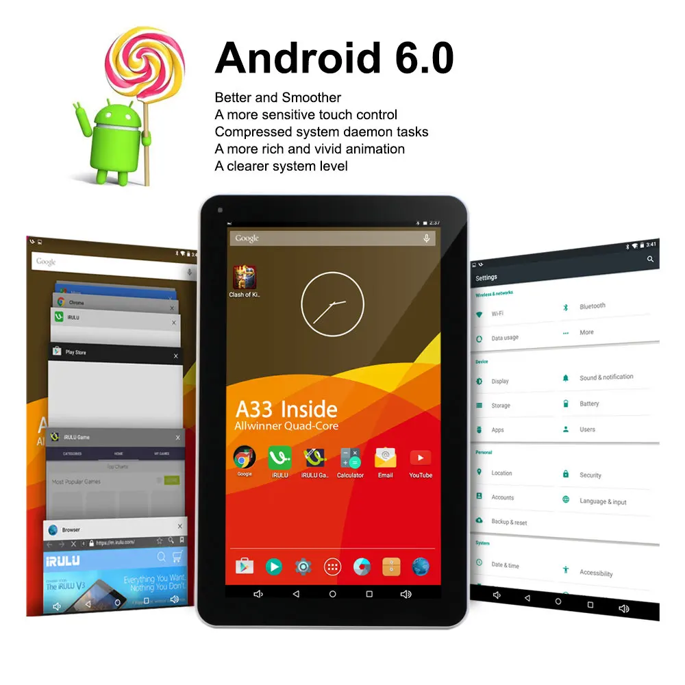 10 1 дюймовый планшет 16 ГБ Android 6 0 Google wifi Bluetooth планшетный ПК четырехъядерный