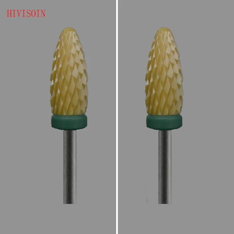 

2 Pcs/Lot Yellow Ceramic Nail Drill Bit - Flame Bit - C (3041.060)